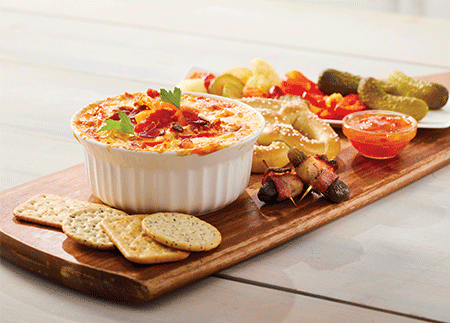 Cheesy Hot Pepper and Bacon Dip Platter